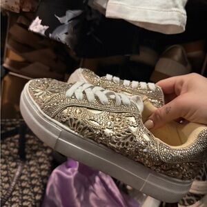 Betsey Johnson gold sneakers